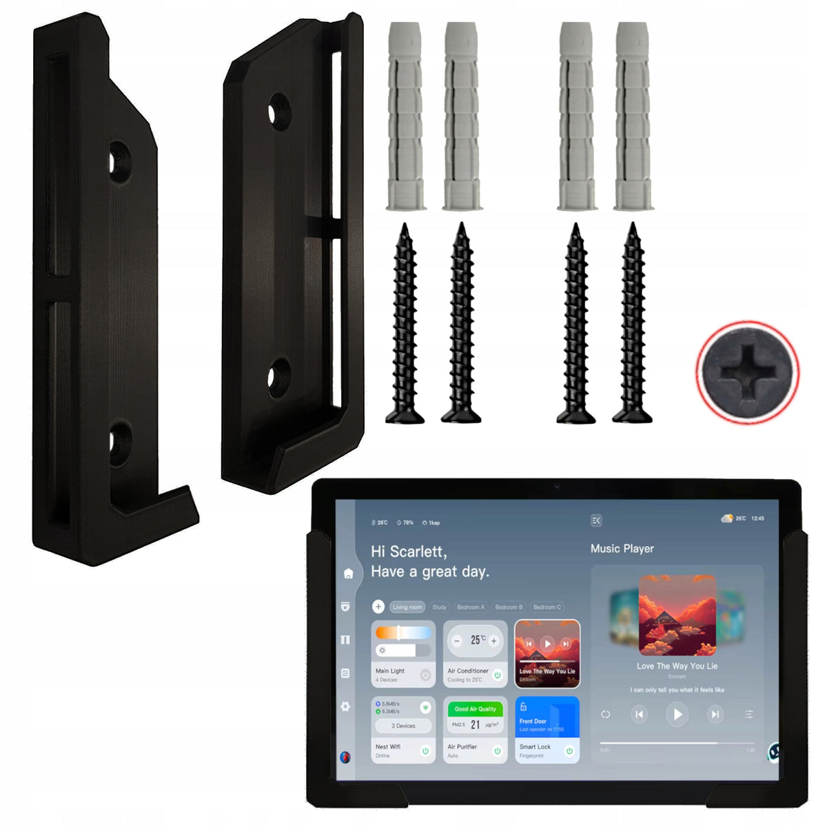 Uchwyt na Tablet Ścienny Uniwersalny Wieszak do Tabletu 120mm Czarny mocowanie do panelu sterującego, instalacja na