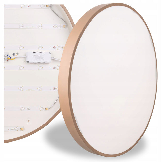 Plafon LED Lampa sufitowa beżowa 60cm Kaszmir do salonu duża okrągła 60W do pokoju, zintegrowane źródło światła, neutralna barwa bieli