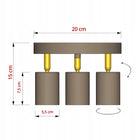 Lampa Sufitowa Żyrandol Plafon Beżowa Gray Beige GU10 LED 856-EG3 Regulowan oprawa wisząca metalowa 3-punktowa do