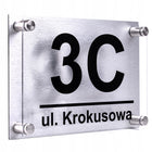 Tabliczka z numerem domu oznaczenie adresowe, szyld posesji, aluminiowa srebrna 32x21 cm, grubość 3 mm