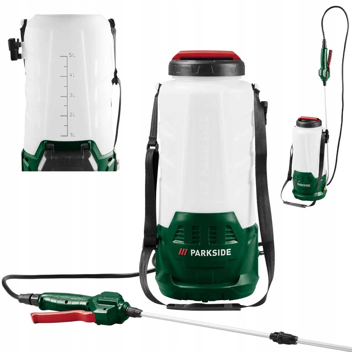 Akumulatorowy opryskiwacz ogrodowy parkside pdsa D3 20V 5l + dysza do roślin, nawożenia i ochrony upraw, lanca 60 cm