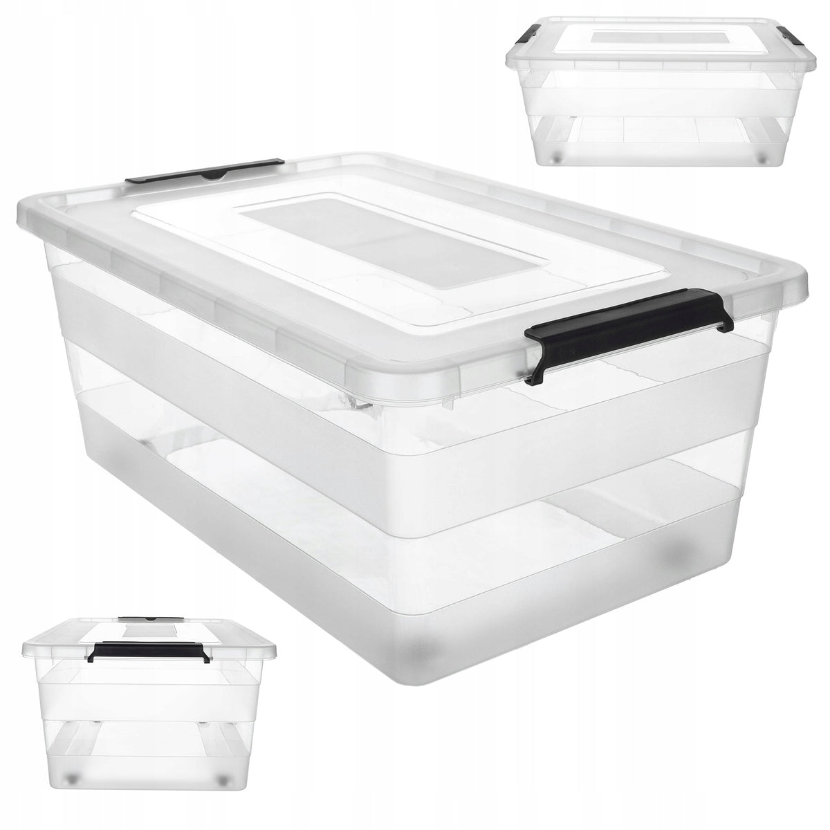 Pojemnik z pokrywą do przechowywania 40l organizer plastikowy na zabawki 59 cm 39 cm 40 l bezbarwny uniwersalne