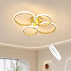 Lampa sufitowa LED złota żyrandol nowoczesna salonu ściemnialna+pilot 56W oprawa wisząca do jadalni, 4 punkty światła