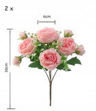2 x bukiet sztuczne kwiaty piwonie peonie do wazonu różowe kompozycja ozdoba wnętrza, dekoracja stołu, wysokość 30 cm