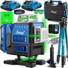 Poziomica laserowa PRO laser krzyżowy 360 4D zielony 2x AKU statyw 16 linii niwelator do płytek i sufitów, zasięg 25 m