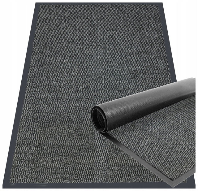 Wycieraczka pod Drzwi 90x150 Mata wejściowa do Butów Tekstylna Chłonna dywanik przedpokojowy, korytarzowy, szary pvc, grubość 6 mm