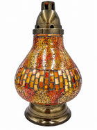 Znicz na wkład witraz karafka karafa pomarańczowa premium orange illumini lampion nagrobny, ozdoba na grób, wysokość 36