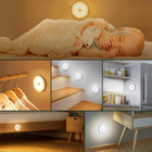 6X mini lampka USB lampa 8 LED z czujnikiem ruchu do oświetlenie szafki podświetlenie mebli, ciepła barwa, okrągła