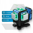 Poziomica laserowa PRO laser krzyżowy 360 4D zielony 2x AKU statyw 16 linii niwelator do płytek i sufitów, zasięg 25 m
