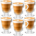 6x Szklanki DO KAWY HERBATY napojów kubki szklane 315 ml bezbarwne, do mycia w zmywarce