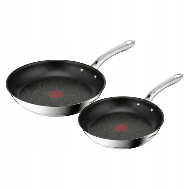 Zestaw patelni stalowe tefal Infinite 28/30cm indukcja gaz nieprzywierająca 2 sztuki, do piekarnika i zmywarki, nienagrzewające się uchwyty