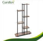 Kwietnik Stojący Metalowy Stojak na Kwiaty Rośliny Loft Półki 6 Poziomowy regał doniczkowy 113 cm brązowo-czarny
