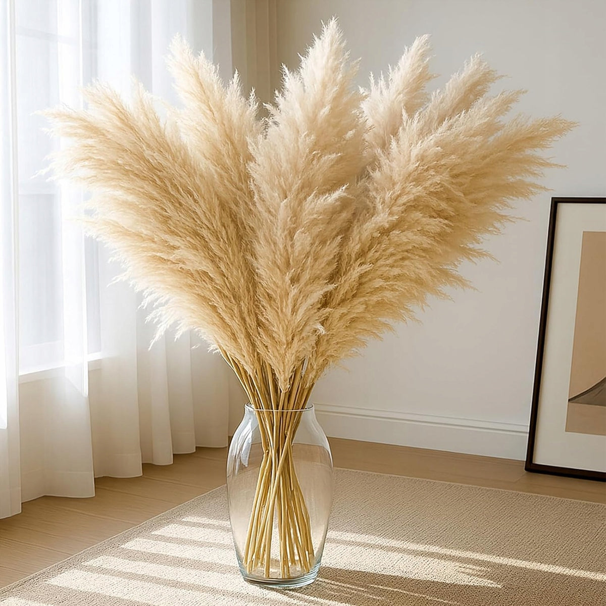 10szt Trawa Pampasowa premium LUX 100cm suszona naturalna bezowy pióropusze dekoracyjne do wazonu, bukietów i aranżacji