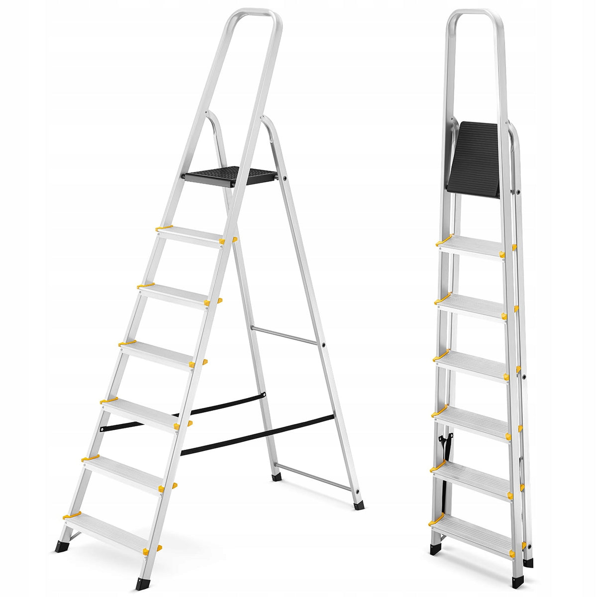 Drabina aluminiowa domowa jednostronna profesjonalna higher 7 stopni 150kg do prac remontowych i malowania, wysokość