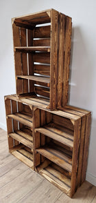 Drewniana skrzynka, opalany organizer z 2 półkami, 60x40x20 cm, styl loft pojemnik dekoracyjny do przechowywania
