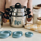 Zestaw garnków indukcja pokrywka stalowe komplet GAZ Starke Pro Sante 8 el naczynia kuchenne, na kuchenkę ceramiczną i
