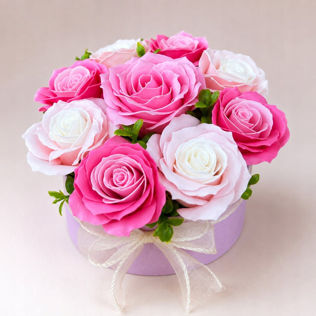 Flowerbox z Kwiatami Mydlanymi Prezent Upominek Flower box Róże Mydlane ozdoba do domu na walentynki dzień matki