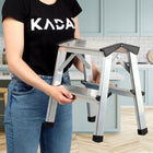 Taboret składany podest drabinka 38cm aluminiowa 2 stopnie 125kg schodki domowe, stołek pomocniczy do sięgania i prac