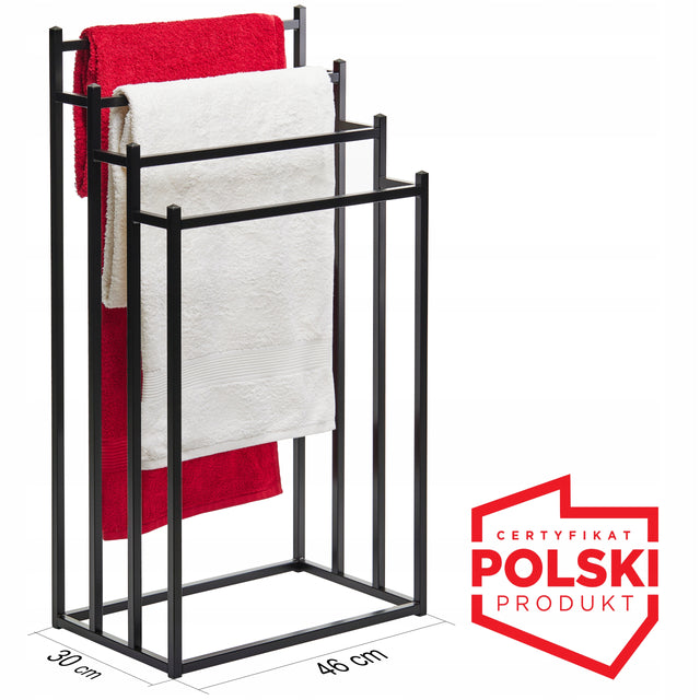 Solidny stojak na ręczniki mebel złożony produkt polski - wieszak Re4r uchwyt łazienkowy do przechowywania tekstyliów, wolnostojący