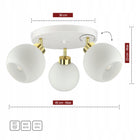 Lampa Wisząca Sufitowa Żyrandol Biała Szklane Kule White Glass EG3 LED E27 do salonu i jadalni, 3 źródła światła