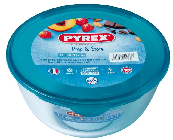 Miska szklana salaterka Prep & Store Pyrex 2,3 L naczynie kuchenne do sałatek i deserów, do serwowania, przezroczyste, nadaje się do zmywarki
