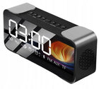 Nowoczesny radiobudzik bluetooth głośnik LED stylowy biurkowy alarm FM zegar cyfrowy do sypialni na szafkę nocną czarny