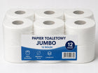 Papier toaletowy do podajnika Jumbo Celuloza 100m 2 warstwy 12 rolek wkład do dozownika łazienkowego, biały