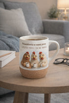 Kubek na odejście pożegnanie z pracy koleżanki 250ml z korkową podstawką ceramiczne naczynie na kawę lub herbatę
