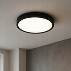 Lampa LED Plafon 2xE27 czujnik ruchu okrągły Natynkowy Sufitowy Oprawa do korytarza, garażu i piwnicy, czarna obudowa