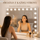 Duże Lustro Hollywood 80x60 LED do Makijażu 18 Żarówek Białe Stojące XXL toaletowe kosmetyczne prostokątne metalowa rama