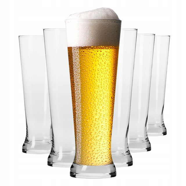 Szklanki do piwa pilsner Mixology krosno 6x 680 ml wąskie, do piwa białego pokale, kufle, szkło bezbarwne, można myć w zmywarce