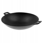 Patelnia żeliwna GŁĘBOKI WOK z dwoma rączkami 37cm INDUKCJA KUCHNIA TAJSKA naczynie do stir-fry, smażenia i dań