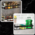 2X półka łazienkowa wisząca pod prysznic do łazienki mocna czarna loft metalowy organizer na kosmetyki, 30x13 cm
