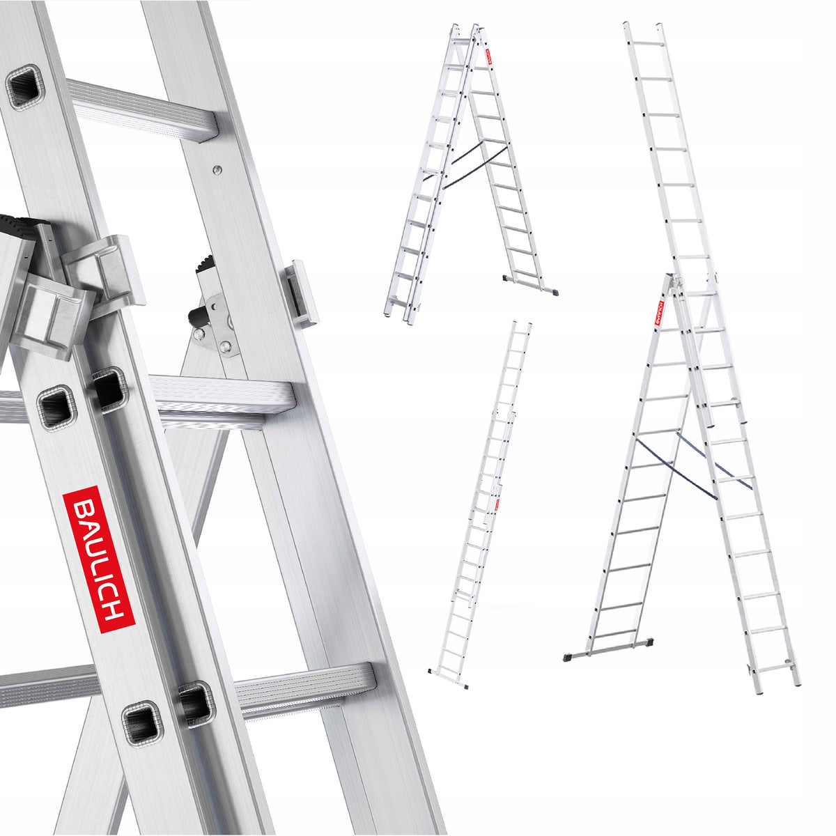 Drabina aluminiowa 3x11 wielofunkcyjna uniwersalna 150kg baulich hak do prac remontowych i budowlanych wysokość robocza