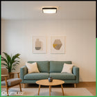 Plafon LED Panel Sufitowy Natynkowy Lampa 2x E27 Kwadrat IP44 30cm Czarny oprawa do łazienki bez żarówek 2 punkty
