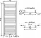 Grzejnik łazienkowy pionowy drabinka czarny Mexen Mars 1500x600 wodny 600 mm 1500 mm grzewcza