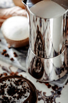 Kawiarka zaparzacz do kawy espresso Działa na Indukcja Gaz Stalowa 500ml moka pot, 10 filiżanek, srebrna, można myć w