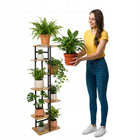 Kwietnik metalowy stojak na kwiaty doniczki stojący 7 półek wysoki craft regał do roślin 120 cm brązowy czarny