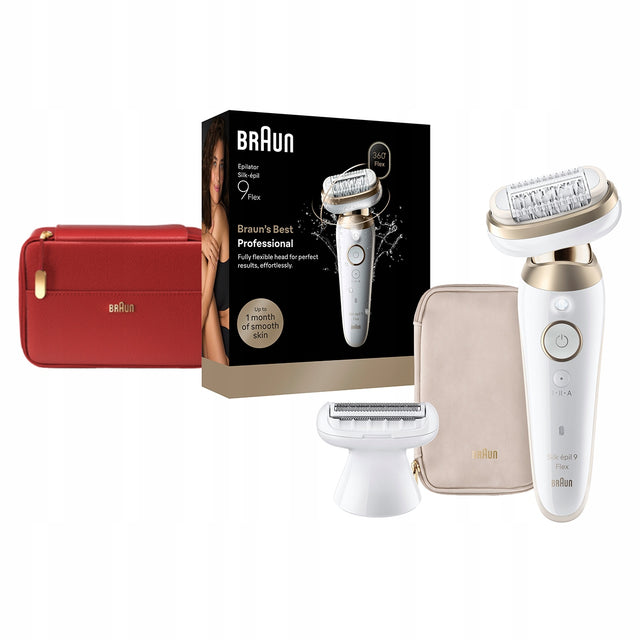 Braun Silk epil 9 Flex Depilator Na Mokro/Sucho Złoty dla kobiet + biały