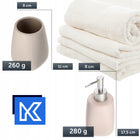 Zestaw łazienkowy komplet do łazienki dozownik kubek beżowy ceramiczny 2w1 akcesoria na umywalkę, pojemnik na mydło