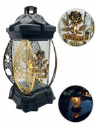 Znicz szklany kapliczka na grób cmentarz Kwiat Złoto Kochanej Babci 26 cm lampion led, dekoracja nagrobna, pamięć o