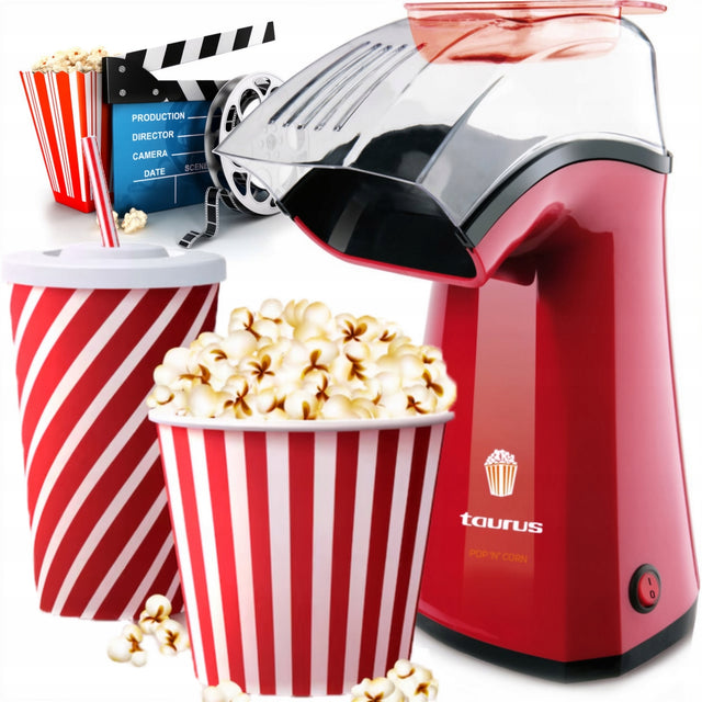 Maszyna do robienia popcornu urządzenie maszynka popcorn maker Taurus 1100W prażalnik kukurydzy, beztłuszczowe przygotowanie, czerwony