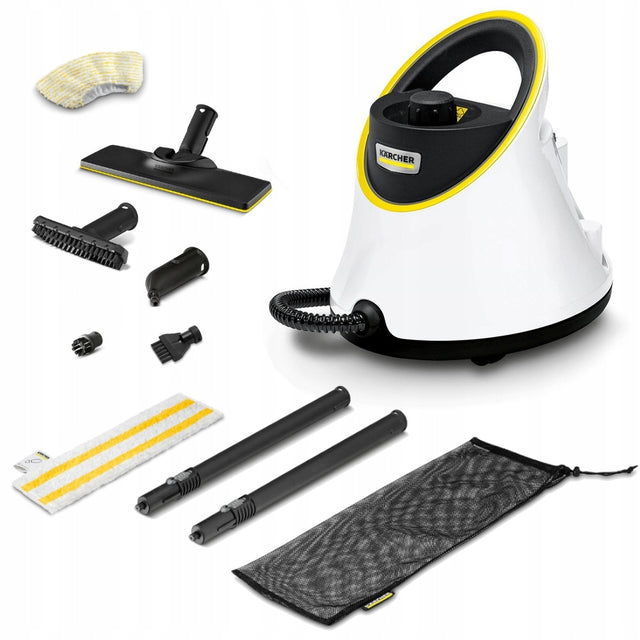 Parownica mop parowy Karcher SC 2 Deluxe bogaty zestaw końcówek 1.513-400.0 czyścik do okien i podłóg, zbiornik 1 l, ciśnienie 3,2 bar