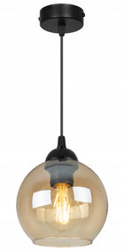 LAMPA SUFITOWA WISZĄCA ŻYRANDOL POJEDYNCZA SZKLANA KULA NOWOCZESNA LOFT oprawa do salonu i jadalni, czarna, gwint E27