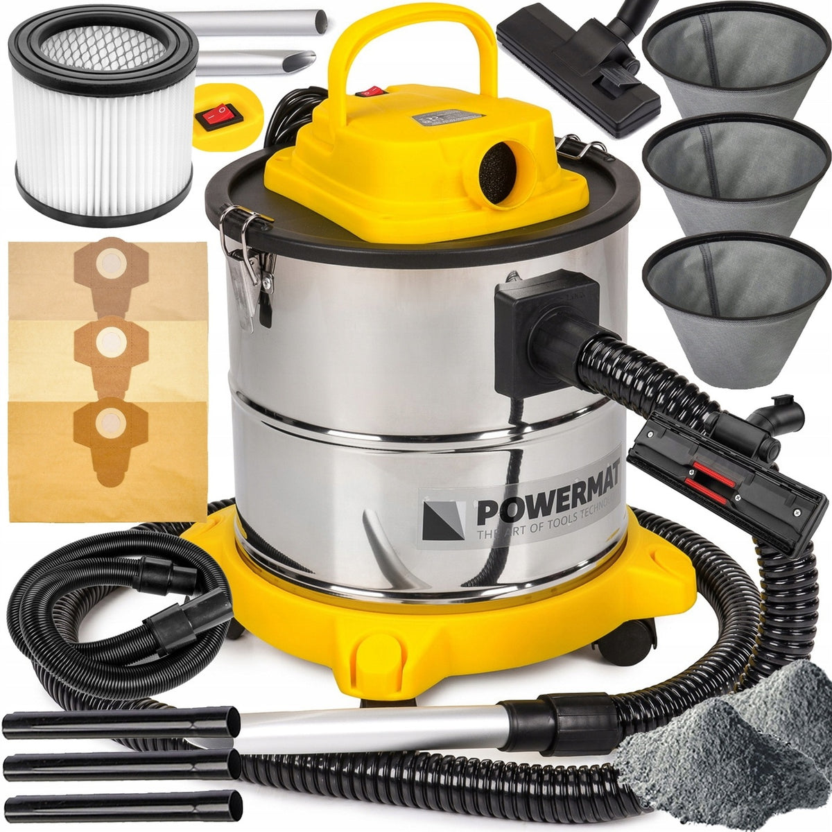 Odkurzacz przemysłowy separator popiołu kominka gruzu grilla kurzu 2000W zbiornik 20 l, zasilanie sieciowe, lekki 3,5 kg