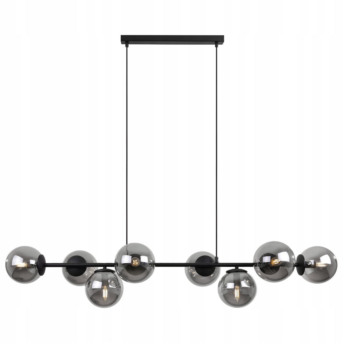 Lampa sufitowa żyrandol czarny do kuchni salonu pokoju glamour loft kule oświetlenie wiszące, 8 punktów świetlnych