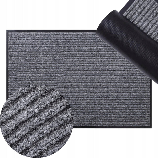Wycieraczka Pod Drzwi Zewnętrzna 60x90cm Wejściowa Gumowana Duża Gruba mata do butów, szara, PVC, tekstylna