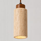 Lampa Wisząca Żyrandol z Żółtego Trawertynu Tuba Naturalne Do Salonu E27 oprawa sufitowa kamienna 1 punkt światła 20 W