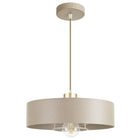 Lampa sufitowa wisząca E27 Beżowa ZŁOTA PREMIUM żyrandol LOFT ECRU GOLD metalowa oprawa 1-punktowa, klosz 20 cm