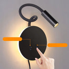 Lampka do czytania na łóżku, 3 w + 8 w , montaż ścienny z 2 przełącznikiem kinkiet LED czarny aluminiowy, sypialnia, 14